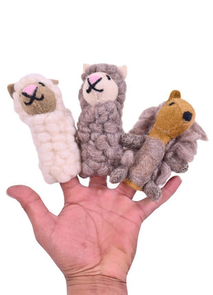 Handcrafted Whimsical Wool Felt Woodland Finger Puppets – Set of 3