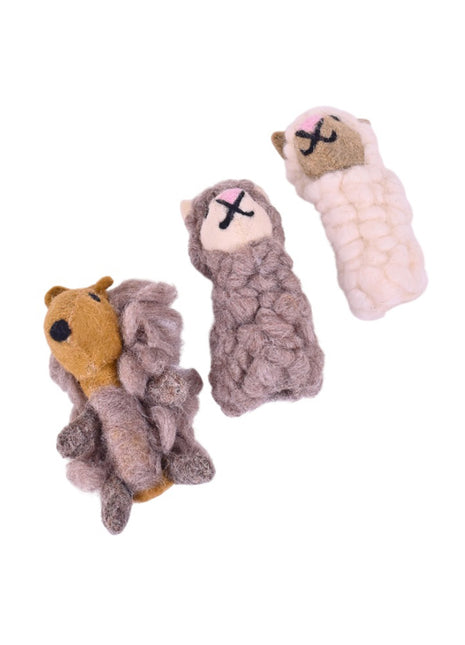 Handcrafted Whimsical Wool Felt Woodland Finger Puppets – Set of 3