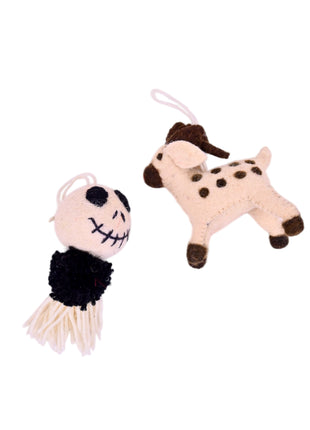 Handcrafted Whimsical Wool Felt  Hanging Ornament (Pack of Two)