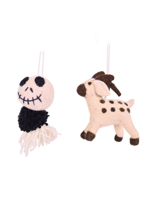 Handcrafted Whimsical Wool Felt  Hanging Ornament (Pack of Two)