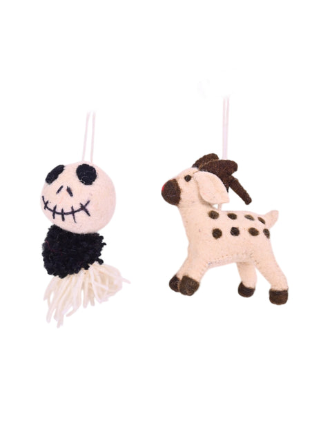 Handcrafted Whimsical Wool Felt  Hanging Ornament (Pack of Two)