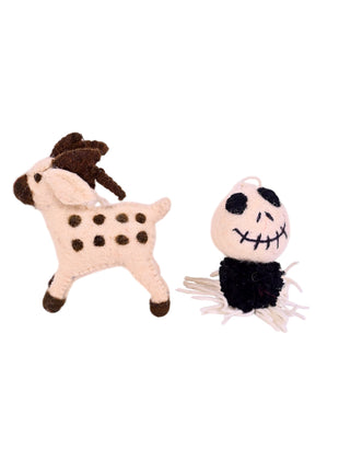 Handcrafted Whimsical Wool Felt  Hanging Ornament (Pack of Two)