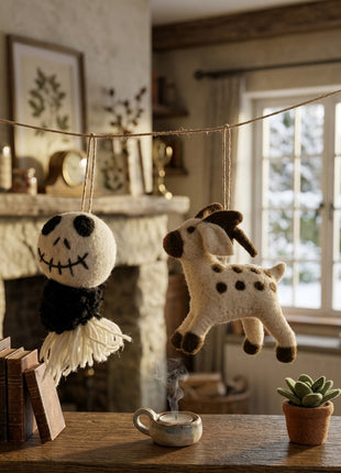 Handcrafted Whimsical Wool Felt  Hanging Ornament (Pack of Two)