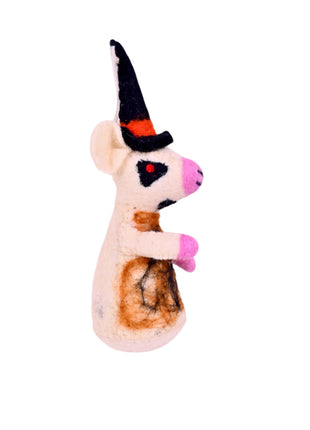 Handcrafted Whimsical Mouse Wizard Wool Felt Hanging Ornament