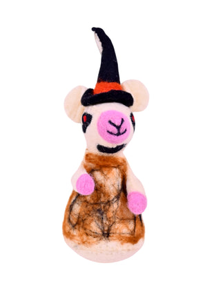 Handcrafted Whimsical Mouse Wizard Wool Felt Hanging Ornament