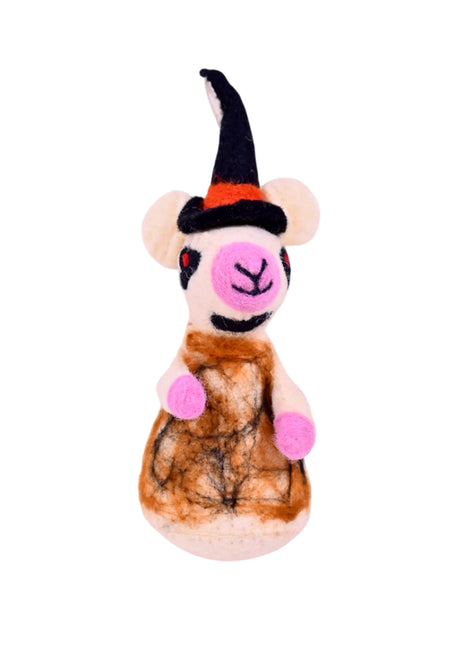 Handcrafted Whimsical Mouse Wizard Wool Felt Hanging Ornament