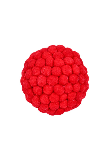 Handcrafted Festive Crimson Wool Felt Pom-Pom Sphere Ornament