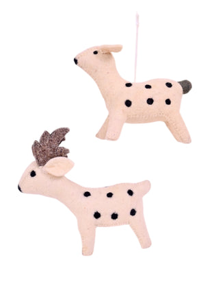 Handcrafted Spotted Fawn Wool Felt Hanging Decor – Set of 2