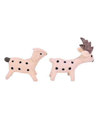 Handcrafted Spotted Fawn Wool Felt Hanging Decor – Set of 2