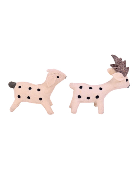 Handcrafted Spotted Fawn Wool Felt Hanging Decor – Set of 2