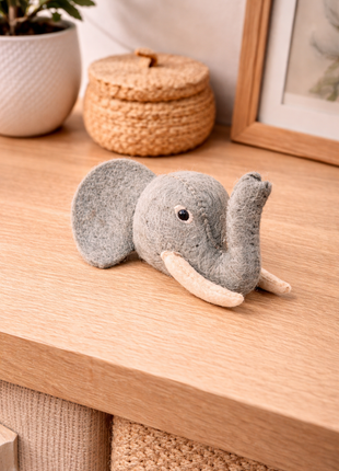 Handcrafted Whimsical Elephant Face Wool Felt Decorative Accent
