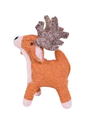 Handcrafted Rustic Wool Felt Reindeer Hanging Ornament