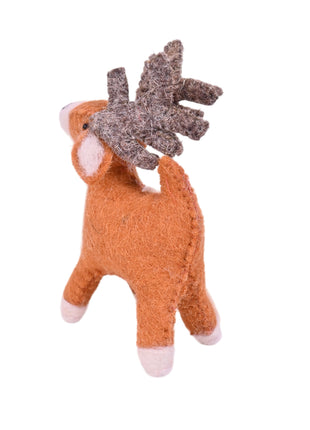 Handcrafted Rustic Wool Felt Reindeer Hanging Ornament