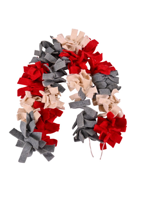 Handmade Wool Felt Garland – Red, Grey & Beige Decorative Hanging Garland