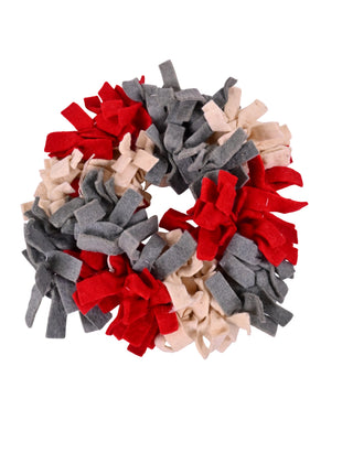 Handmade Wool Felt Garland – Red, Grey & Beige Decorative Hanging Garland