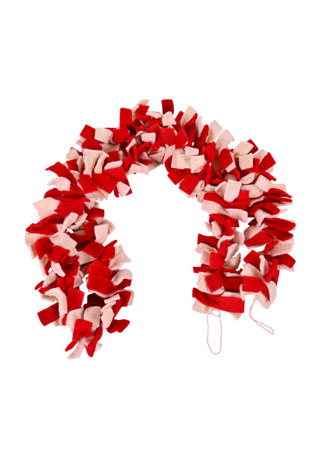 Handmade Wool Felt Garland – Red & Beige Soft Decorative Hanging Garland