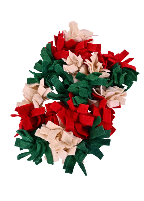 Handmade Wool Felt Christmas Garland – Red, Green & Cream Festive Hanging Décor