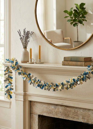 Cozy Handmade Wool Felt Garland Draped Over Rustic Mantel
