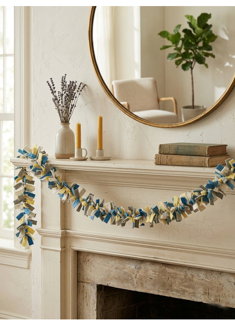 Cozy Handmade Wool Felt Garland Draped Over Rustic Mantel