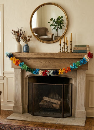Handmed Pastoral Sheep & Pom-Pom Wool Felt Garland