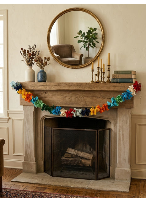 Handmed Pastoral Sheep & Pom-Pom Wool Felt Garland