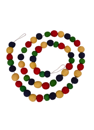 Handcrafted Rainbow Celebration Wool Felt Pom-Pom Garland