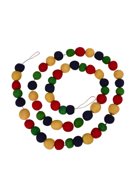Handcrafted Rainbow Celebration Wool Felt Pom-Pom Garland