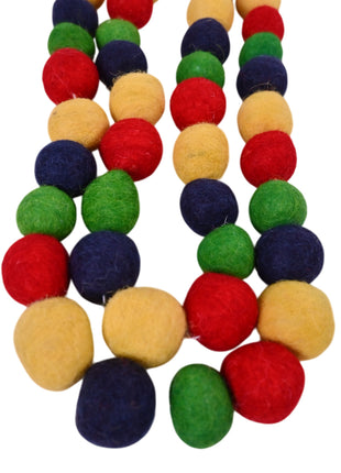 Handcrafted Rainbow Celebration Wool Felt Pom-Pom Garland