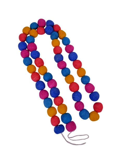 Handcrafted Multicolored Wool Felt Pom-Pom Garland – Festive Decorative Strand