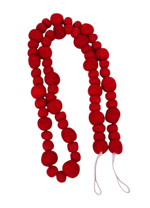 Handcrafted Romantic Crimson Wool Felt Pom-Pom Garland