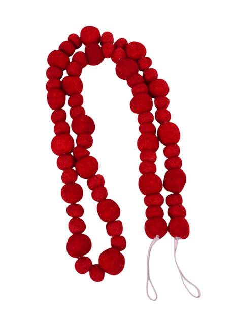 Handcrafted Romantic Crimson Wool Felt Pom-Pom Garland