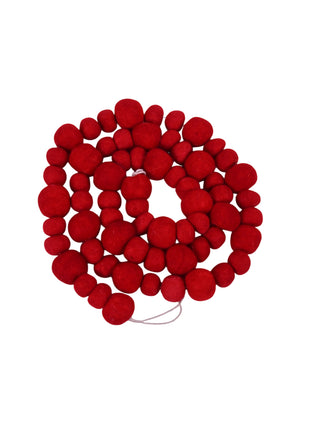 Handcrafted Romantic Crimson Wool Felt Pom-Pom Garland