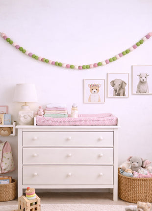 Handcrafted Winter Frost Wool Felt Pom-Pom Garland