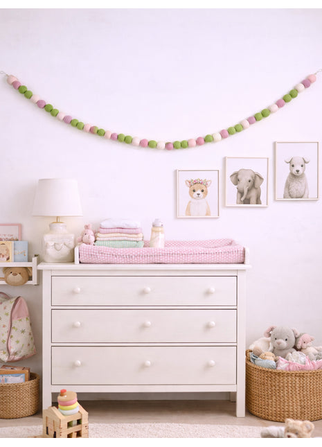 Handcrafted Winter Frost Wool Felt Pom-Pom Garland
