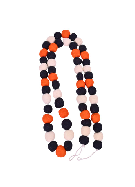 Handcrafted Spooky Harvest Wool Felt Pom-Pom Garland