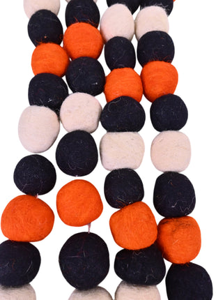 Handcrafted Spooky Harvest Wool Felt Pom-Pom Garland