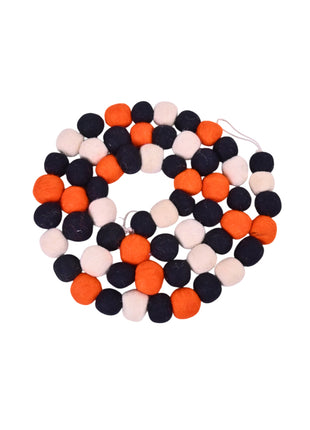 Handcrafted Spooky Harvest Wool Felt Pom-Pom Garland