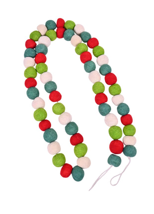 Handcrafted Festive Forest Wool Felt Pom-Pom Garland