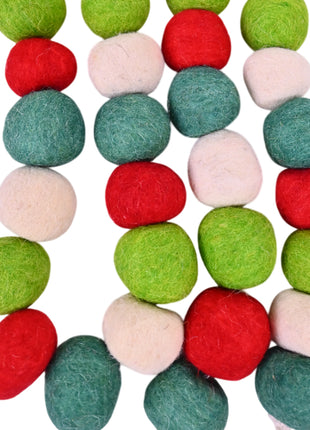 Handcrafted Festive Forest Wool Felt Pom-Pom Garland