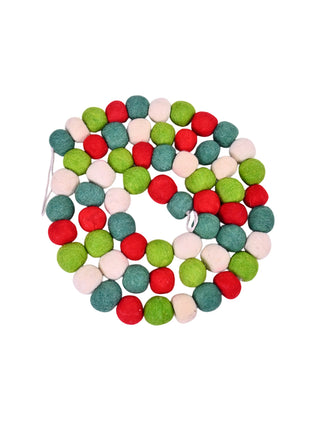 Handcrafted Festive Forest Wool Felt Pom-Pom Garland