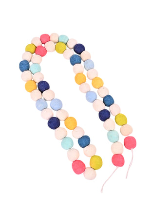 Handcrafted Whimsical Pastel Wool Felt Pom-Pom Garland