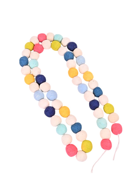 Handcrafted Whimsical Pastel Wool Felt Pom-Pom Garland