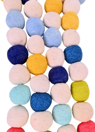 Handcrafted Whimsical Pastel Wool Felt Pom-Pom Garland