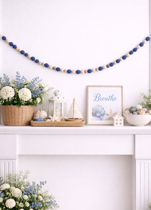Handcrafted Sweetheart Pastel Wool Felt Pom-Pom Garland