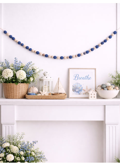Handcrafted Sweetheart Pastel Wool Felt Pom-Pom Garland