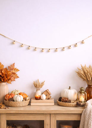 Handcrafted Minimalist Cream Wool Felt Pumpkin Garland
