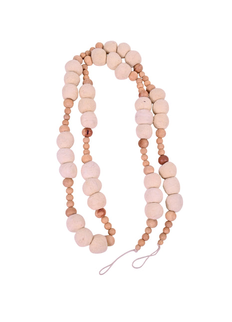 Handcrafted Rustic Artisan Wool Felt and Wood Bead Garland