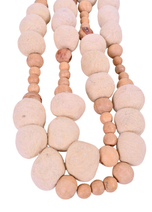 Handcrafted Rustic Artisan Wool Felt and Wood Bead Garland