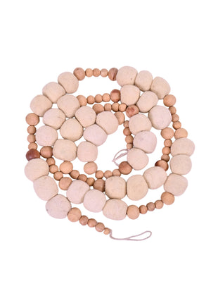 Handcrafted Rustic Artisan Wool Felt and Wood Bead Garland