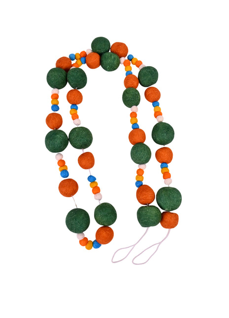 Handcrafted Earthy Harvest Wool Felt Pom-Pom Garland